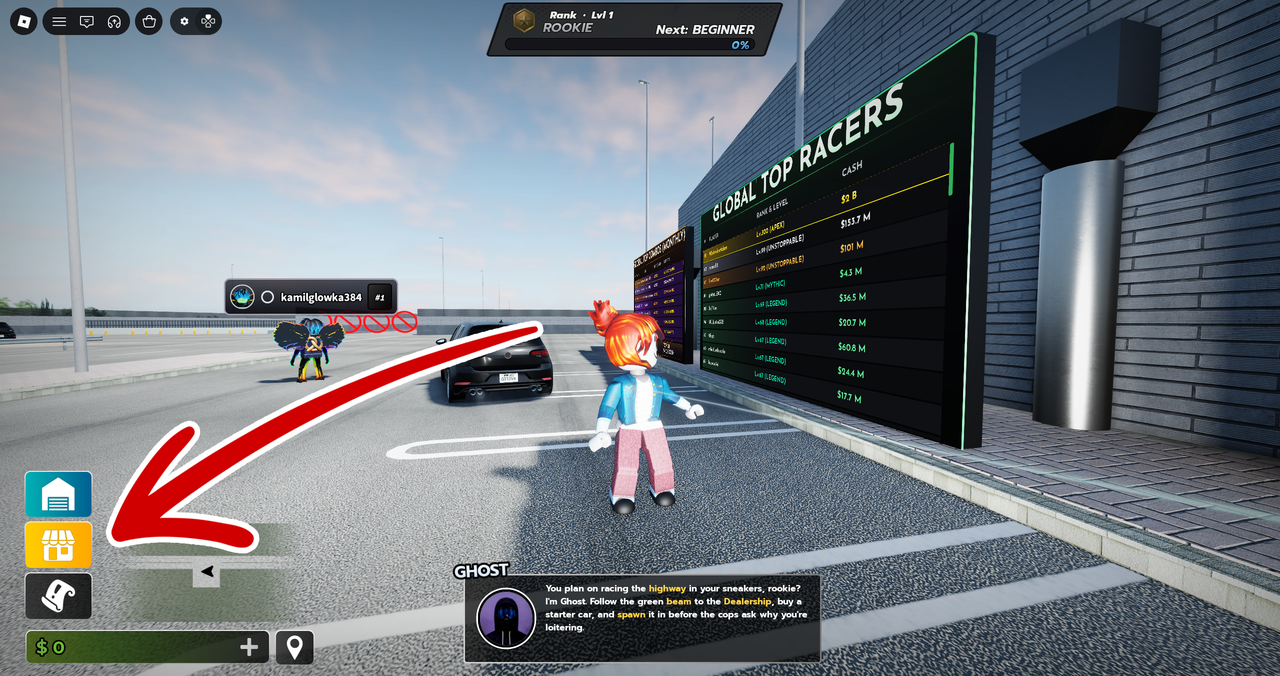 Ghost Driver Shop icon in the bottom-left corner